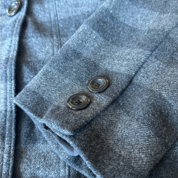 73% Wool Vintage Grey & Black Stripped Gap Pea Coat/Blazer - Picture 6 of 10